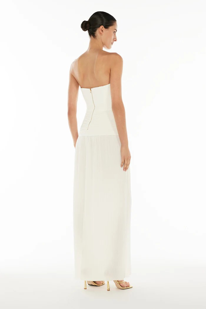 Double Time Pleat Strapless Maxi